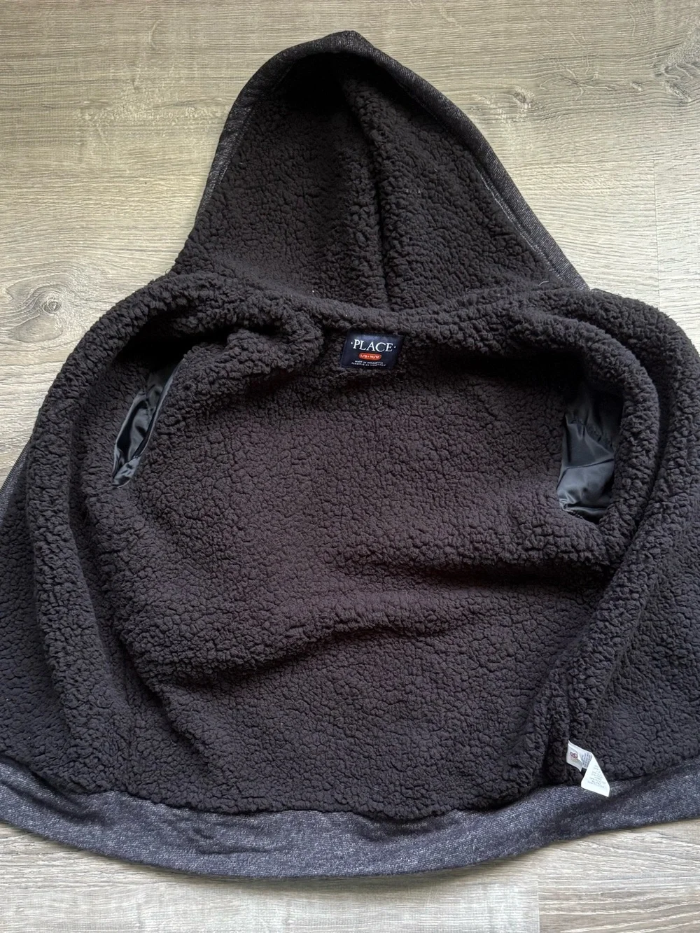 The Children’s Place Boys' L(10/12) Black Hooded Zip Sweater Sherpa Lining NWT